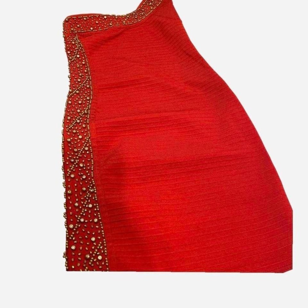 Unbranded Bandage Dress‎ Women Red Small One Shoulder Gold Studded Glam